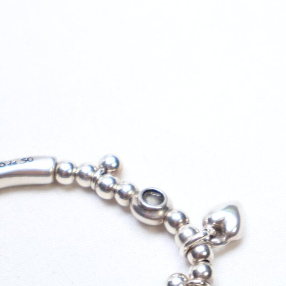 Uno de 50 Silver Tone Worship Turquoise Stretch Bracelet $80 MISSING 3 STONES! - Picture 3 of 4